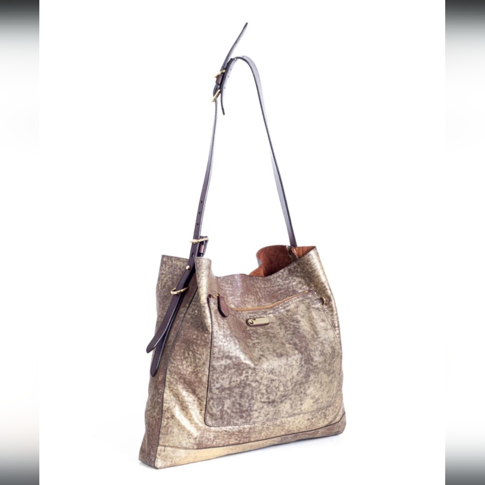 Ralph Lauren blu used distressed leather messenger bag. With authentication card